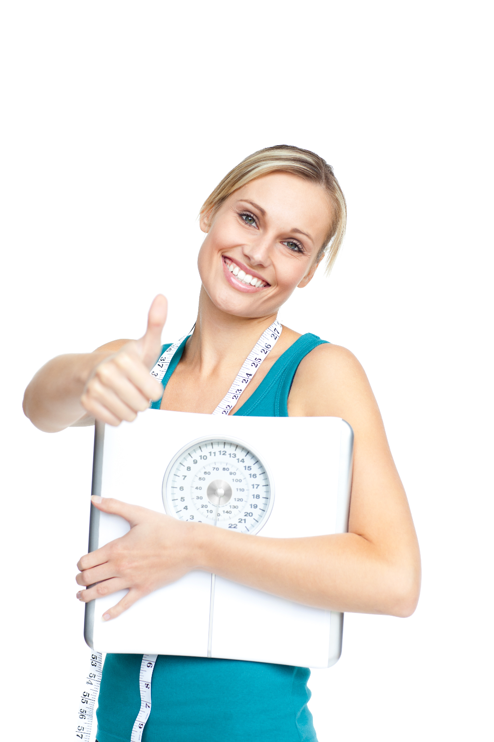 A women with weight machine encouraging weight loss